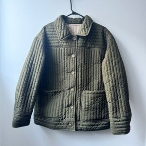 Quilted Army Green & Beige Jacket (Reversible!) - Women’s L
